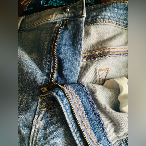 LOFT Classic Blue Denim Skirt stoned wash stripe / size 14 - Picture 13 of 17